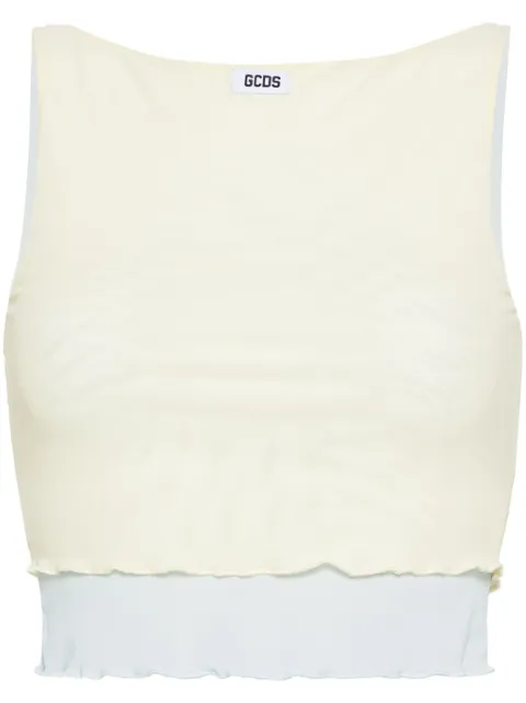 GCDS logo-patch layered mesh top Yellow A1CW2803TA6
