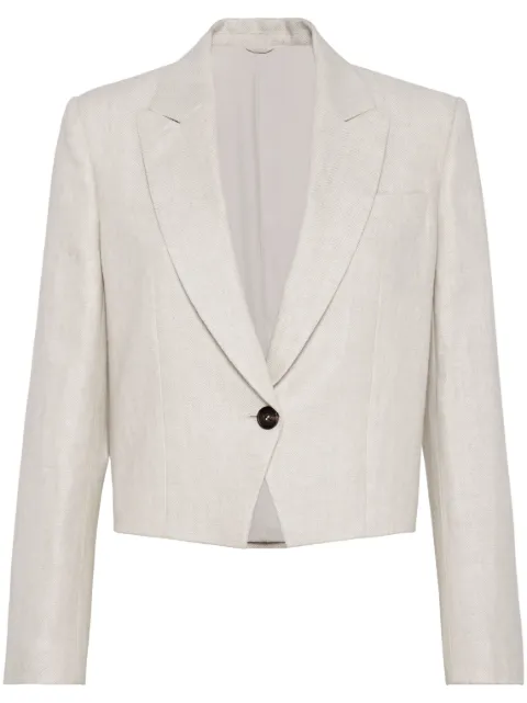 Brunello Cucinelli cropped linen blazer Neutrals MH5692538C4821