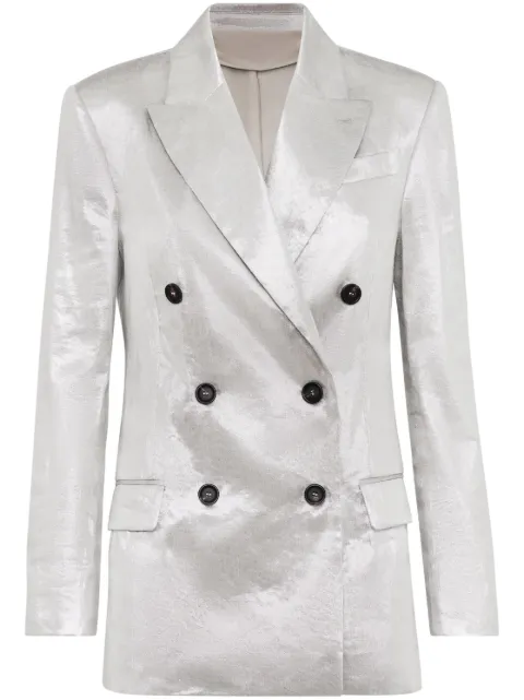 Brunello Cucinelli metallic double-breasted blazer Grey ML1552137C281