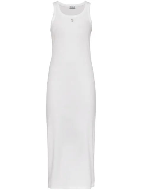 Brunello Cucinelli logo-embroidered tank dress White ML171A5211C159