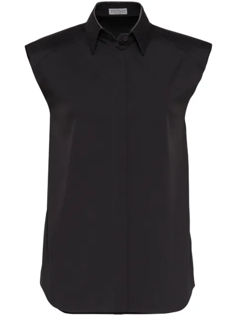 Brunello Cucinelli Monili-trim sleeveless shirt Black M0091MK966C101