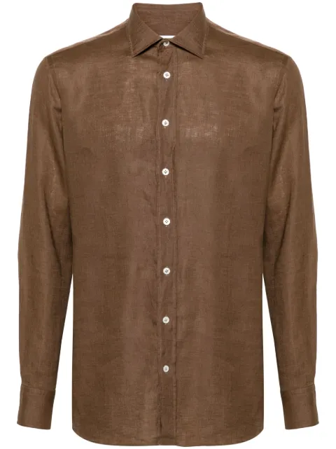 Lardini long-sleeve linen shirt Brown EQDANTEEQC1790