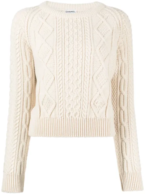 CHANEL Pre-Owned 1996 wool fisherman knit jumper Neutrals 96APO8000V00293AB028