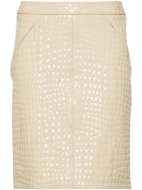 TOM FORD patent crocodile-embossed mini skirt Neutrals GCL871LEX306