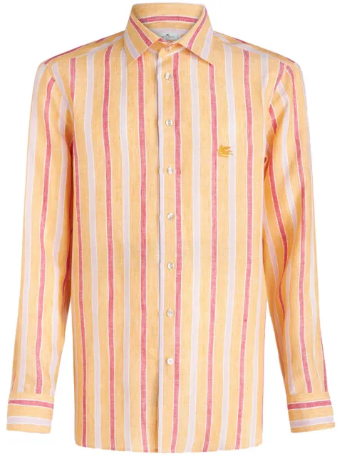 ETRO Pegaso-embroidered striped shirt Orange MRIB000299TR314