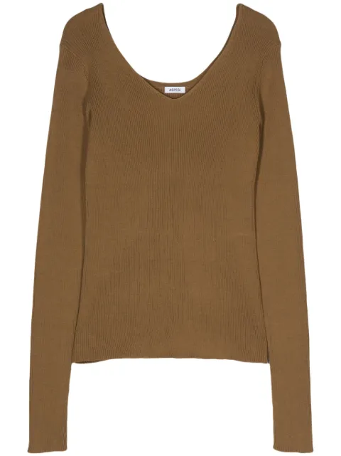 ASPESI v-neck ribbed-knit jumper Green 3496P331