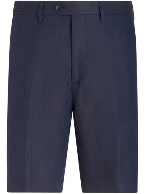 ETRO pressed-crease linen bermuda shorts Blue MREB000499TU3C9