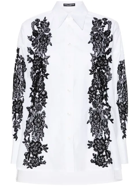 Dolce & Gabbana lace-trim cotton shirt White F5P62TGDCAP