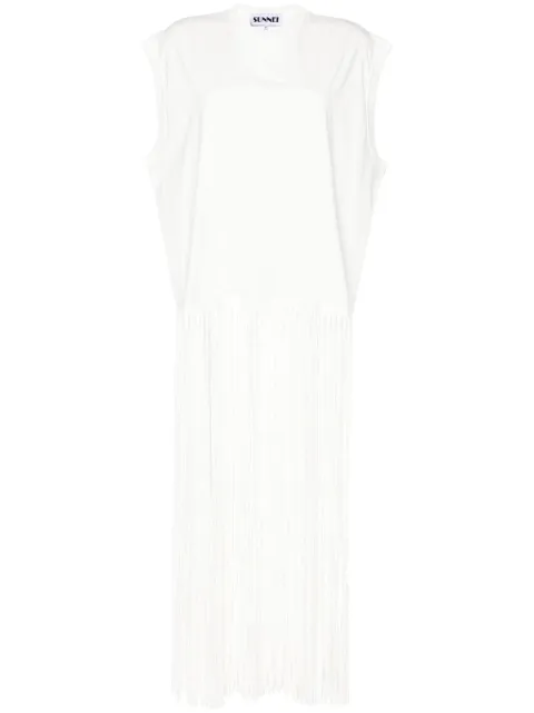 Sunnei sleeveless long-fringed top White PRTWWJER013JER012