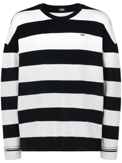 GCDS striped logo-appliqué sweatshirt Black A1CM1501KA2