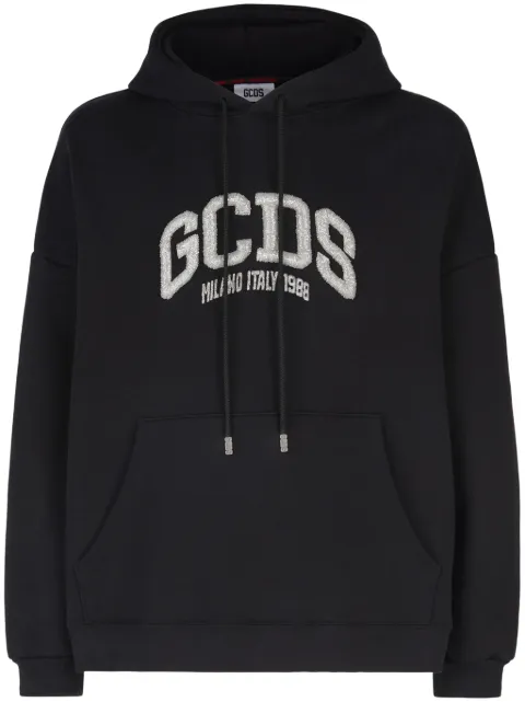 GCDS logo-embellished cotton hoodie Black A1OM1901JC9
