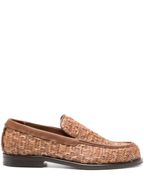 GCDS monogram-embossed raffia loafers Brown A1OU4303TDO