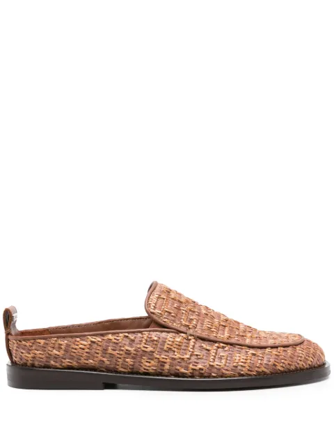 GCDS monogram-embossed raffia mules Brown A1CU4302AA2