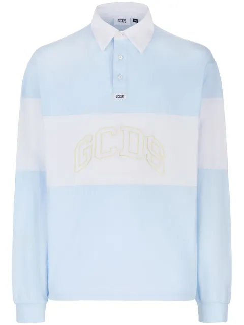 GCDS logo-embroidered cotton polo shirt Blue A1CM2510JA3