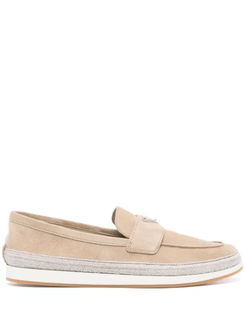 Prada triangle-logo suede loafers Neutrals 2DG134054