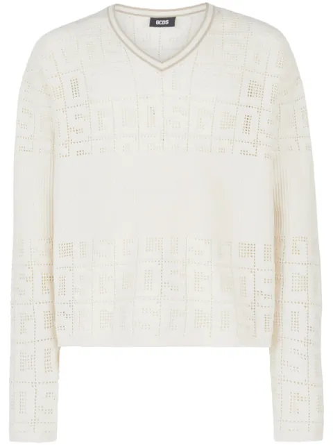 GCDS monogram-macramé jumper White A1CM2201KA5
