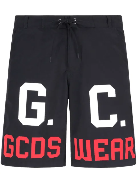 GCDS logo-print drawstring swim shorts Black A1CM3901TC2