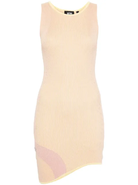 GCDS Comma asymmetric ribbed dress Pink A1CW1003KA8