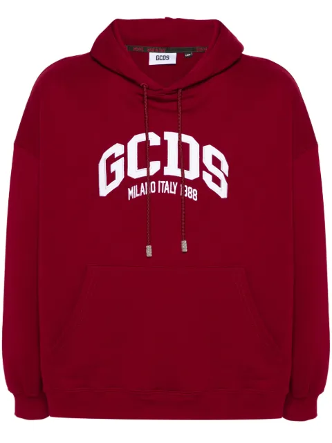 GCDS logo-embroidered hoodie Red A1OM1901JB4