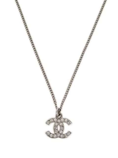 CHANEL Pre-Owned 2010 rhinestone-embellished CC necklace Silver NC10V