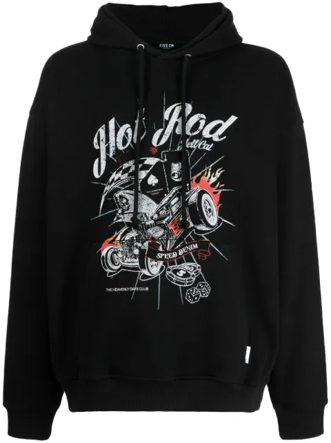 FIVE CM Terry graphic-print cotton hoodie Black 5CXSWV3121W3LBKX