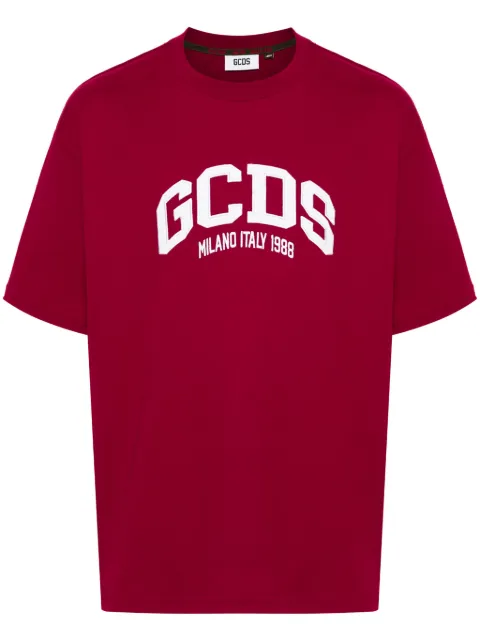 GCDS logo-appliqué T-shirt Red A1OM2304JB9