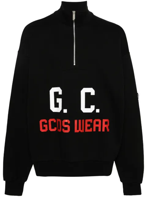 GCDS logo-print half-zipped sweatshirt Black A1CM2501JA6