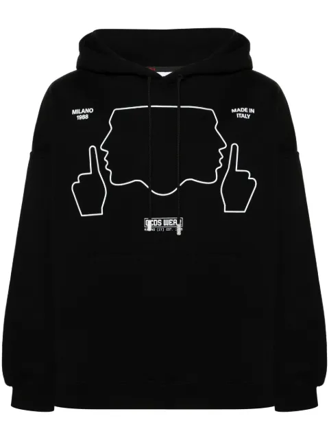 GCDS Do Not Talk To Me cotton hoodie Black A1OM1903JB6
