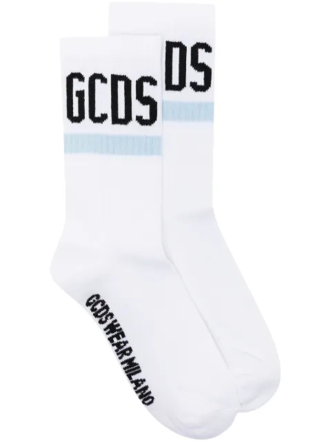 GCDS logo-embroidered ribbed socks White A1OU3800KC7