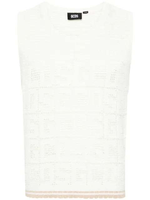 GCDS monogram macramé sleeveless jumper Neutrals A1CM2810KC5