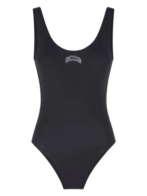 GCDS logo-print low-back swimsuit Black A1CW3507TC2
