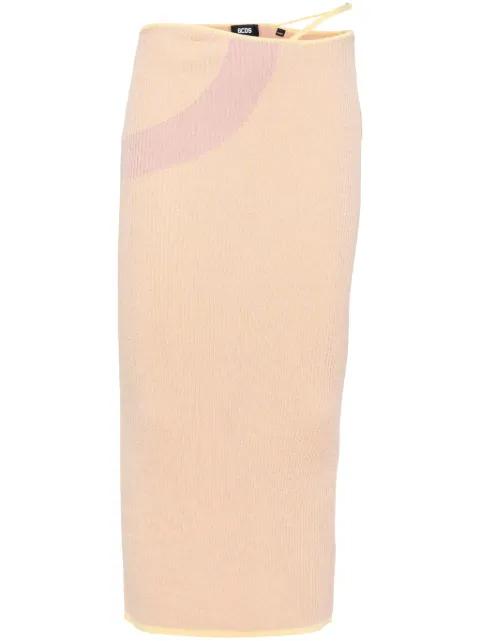 GCDS Comma logo-plaque ribbed skirt Pink A1CW3202KA8