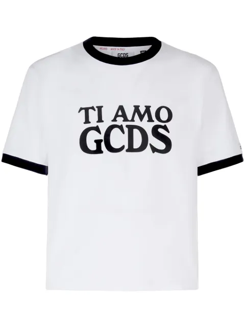 GCDS slogan-print cotton T-shirt White A1CM2314JA3