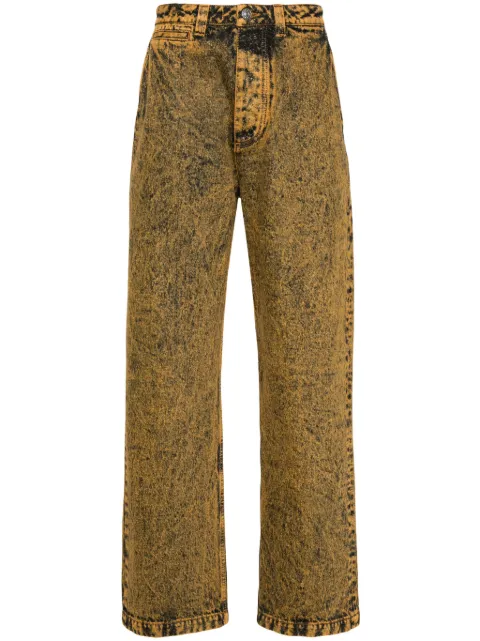 Marni marble-dyed tapered jeans Yellow PUJU0076A0USCV35