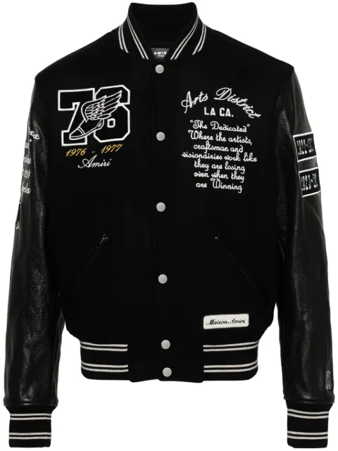 AMIRI Eagle Varsity leather-panelled bomber jacket Black PS24MOS054