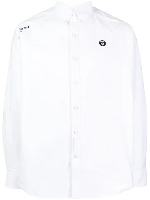 AAPE BY *A BATHING APE® logo-embroidered cotton shirt White AST8470XXM
