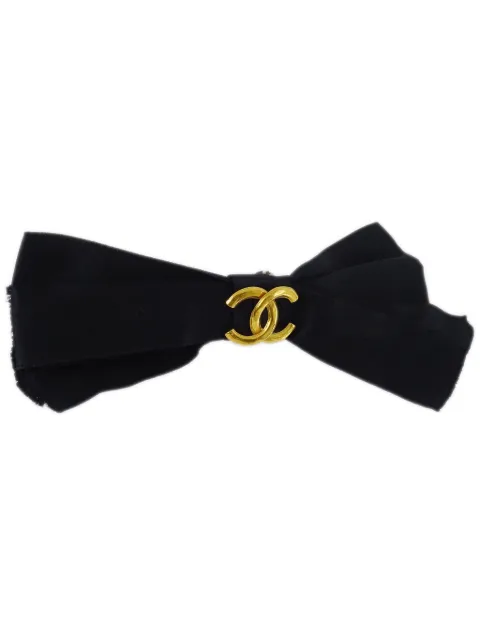 CHANEL Pre-Owned CC-logo Bow hair clip Black HA130861