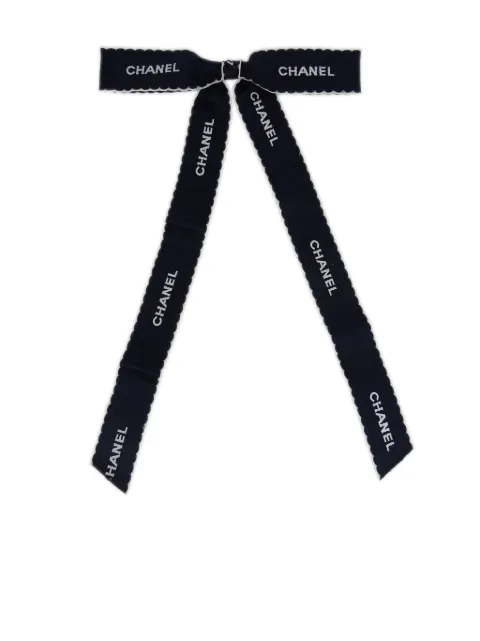 CHANEL Pre-Owned 1990-2000s ribbon bow brooch Blue HA120656