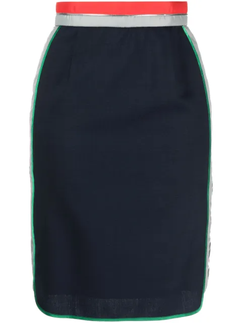 Kolor stripe-waistband knee-length skirt Blue 24SCLS03110
