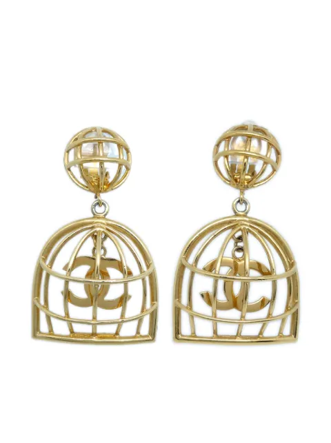 CHANEL Pre-Owned 1990-2000s CC birdcage clip-on earrings Gold ER140316