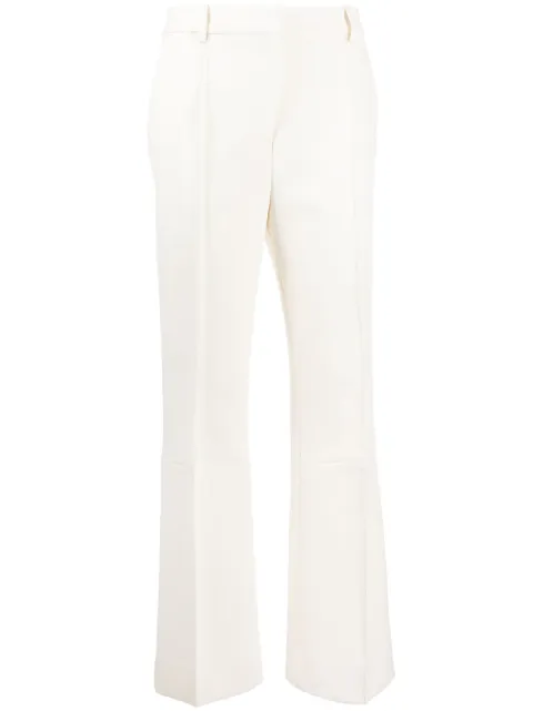 Victoria Beckham tailored cotton-blend flared trousers Neutrals 1124WTR005120A