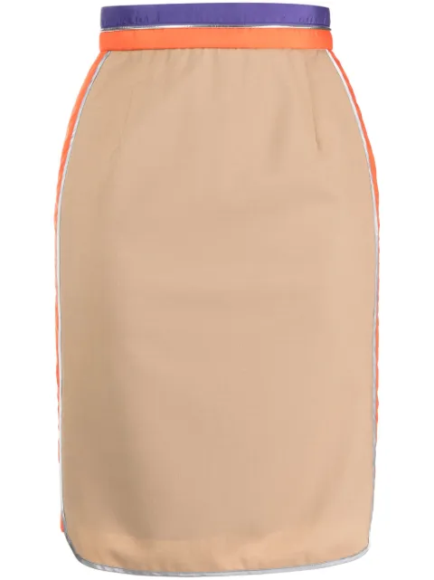 Kolor stripe-waistband knee-length skirt Brown 24SCLS03110
