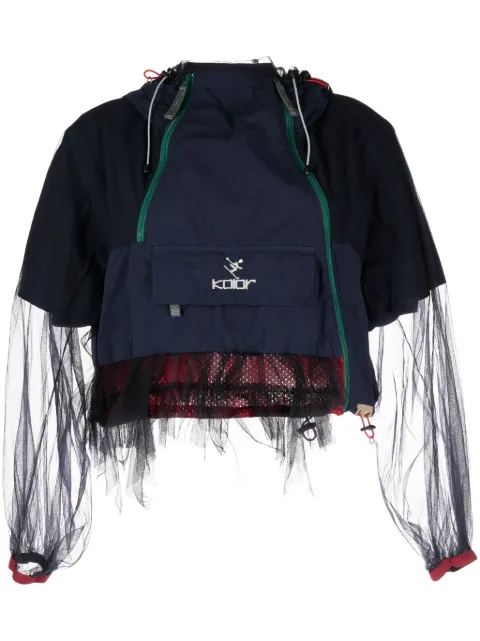 Kolor logo-print hooded blouson jacket Blue 24SCLG04103