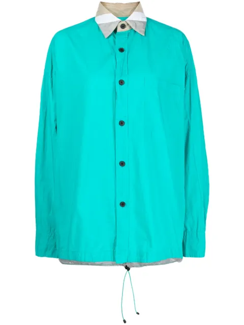 Kolor contrast-collar cotton shirt Green 24SCMB06112