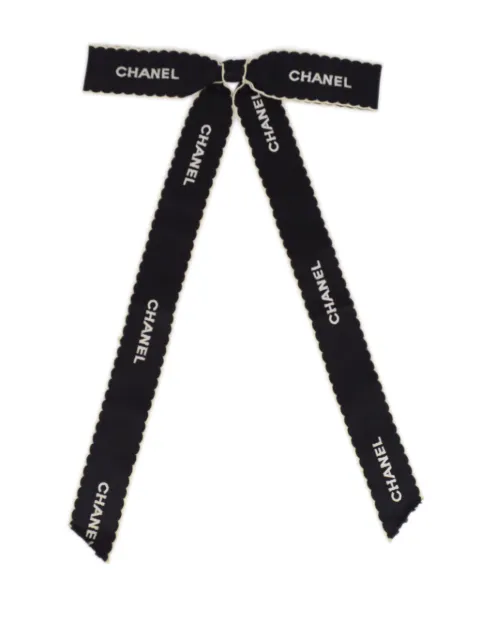 CHANEL Pre-Owned 1990-2000s bow ribbon pin Black HA141342