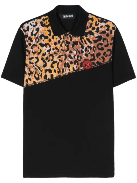 Just Cavalli leopard-print logo-detail polo shirt Black 76OAG6R2J0003