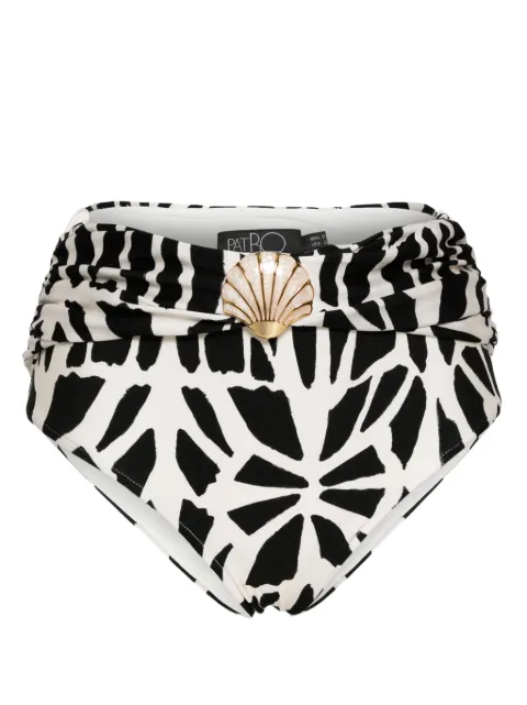 PatBO Seashell high-waist bikini bottom Black HOT26744US