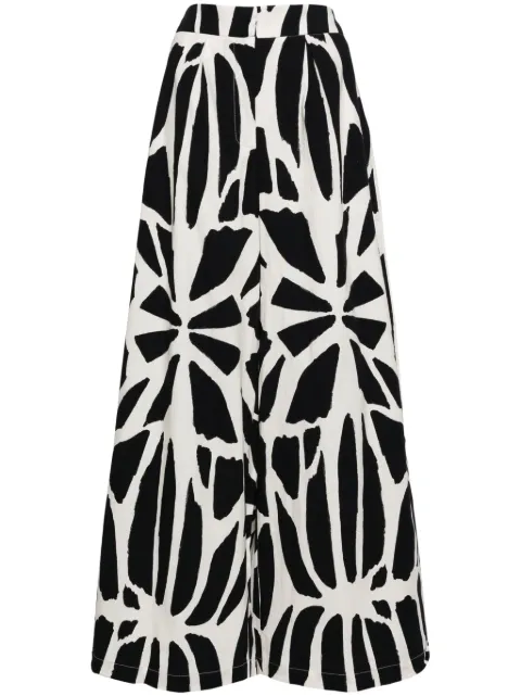 PatBO graphic-print wide-leg cotton trousers White CAL26756US