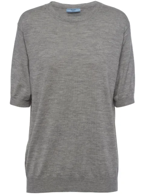 Prada triangle-logo cashmere knitted top Grey P24D2QSOOO10LJ