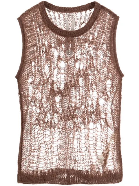Rick Owens Spider open-knit tank top Brown RP01D2607KNETMH